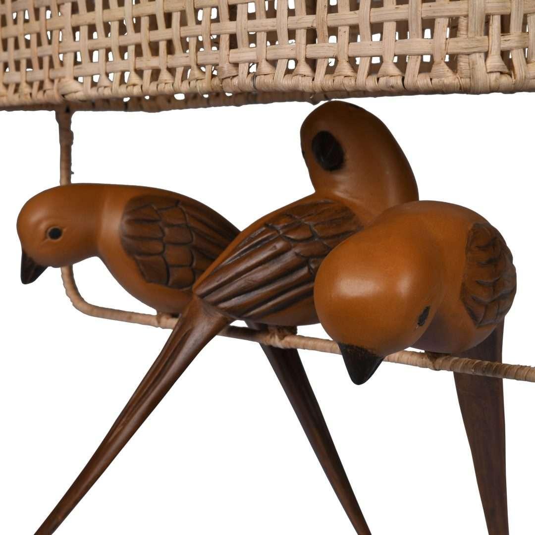 Birdie Cane Pendant Lamp | Bamboo Hanging lamp for Living room | Teakwood Hanging Light