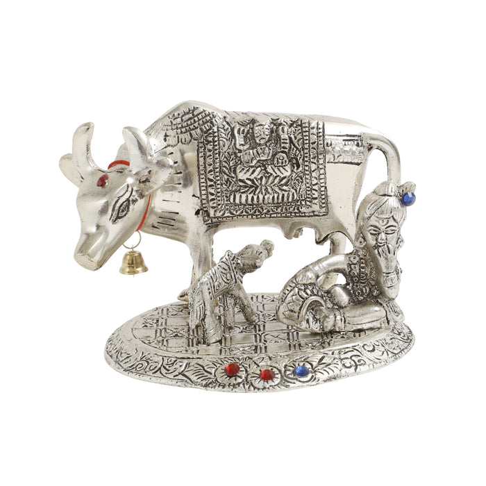 Kamdhenu Cow with Bal Gopal Lord Krishna Metal Statue