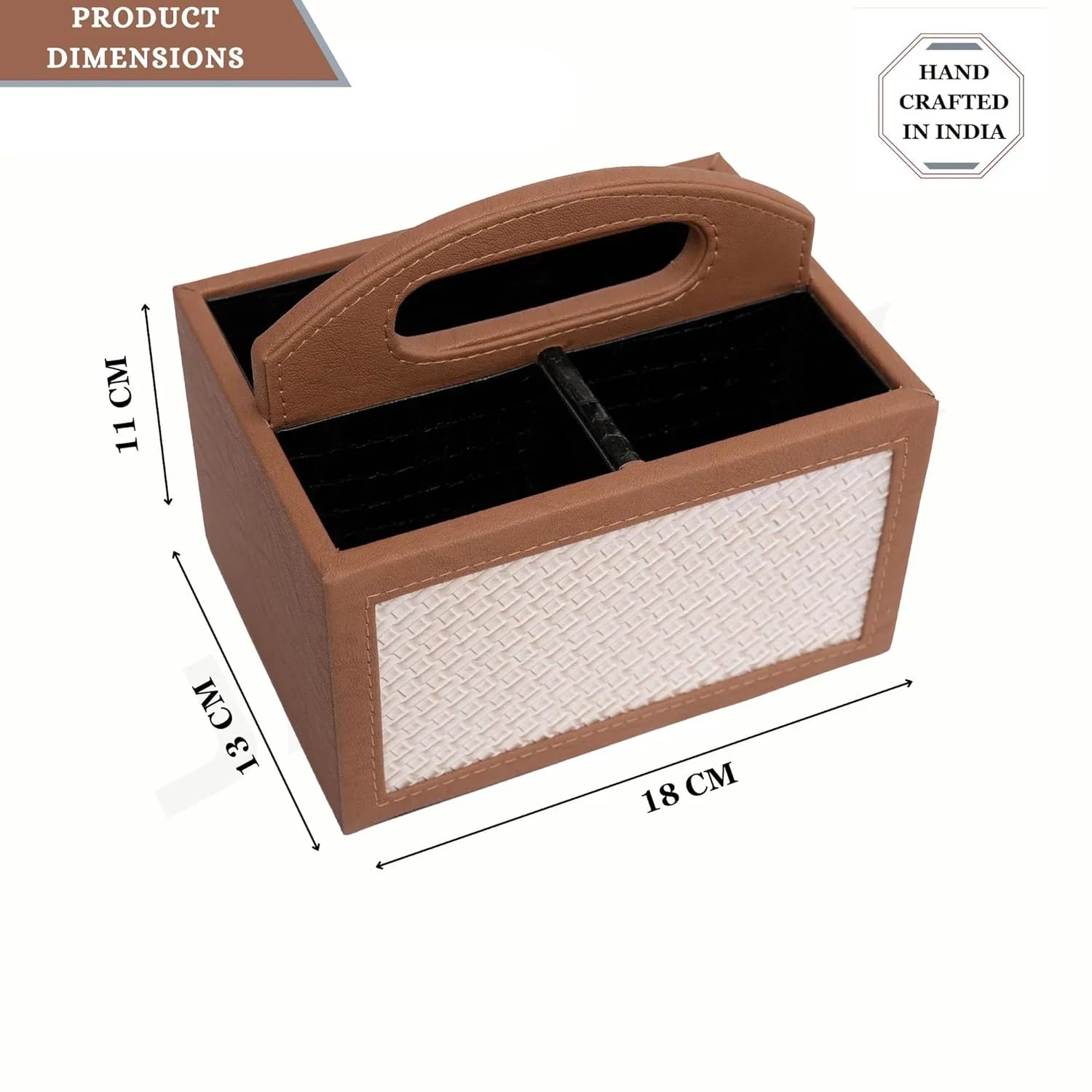 Square Vegan Leather Desk Organizer – 3-Compartment