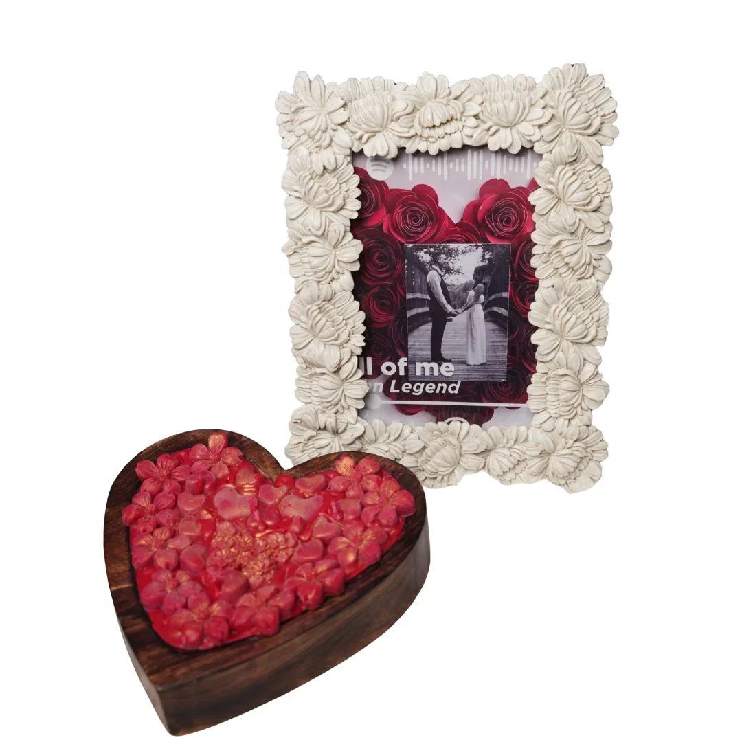 Wooden heart candle