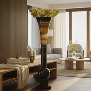 Egyptian Wooden Floor Vase | Copper & Black Decorative Vase for Luxury Home Décor