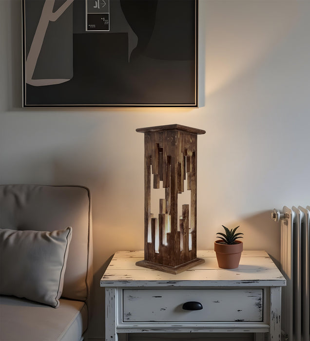 Disperse Wooden Table Lamp with Brown Base