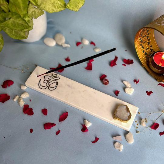 Marble with Agate Om Agarbatti Stand | Incense Holder