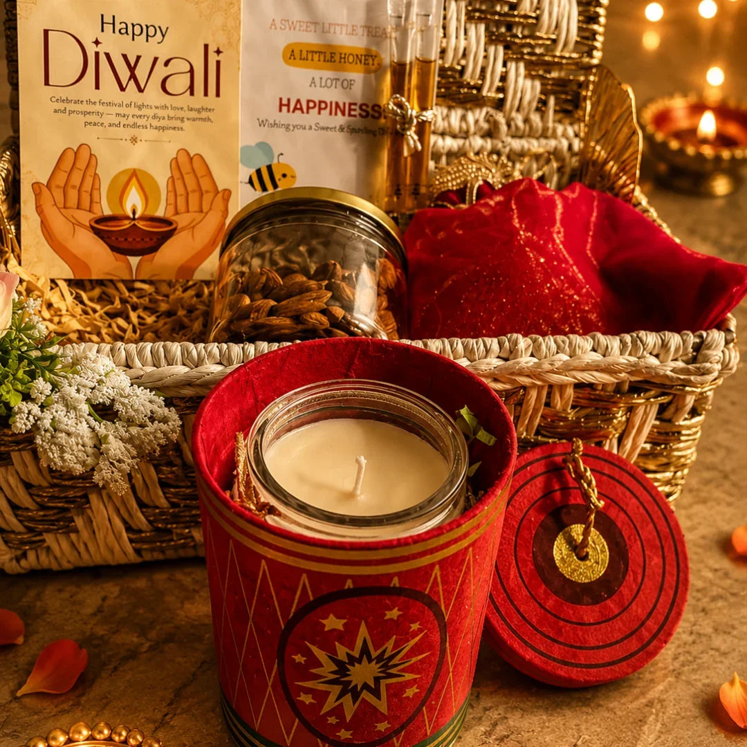 Ruby Glow Golden & White Festive Gift Basket