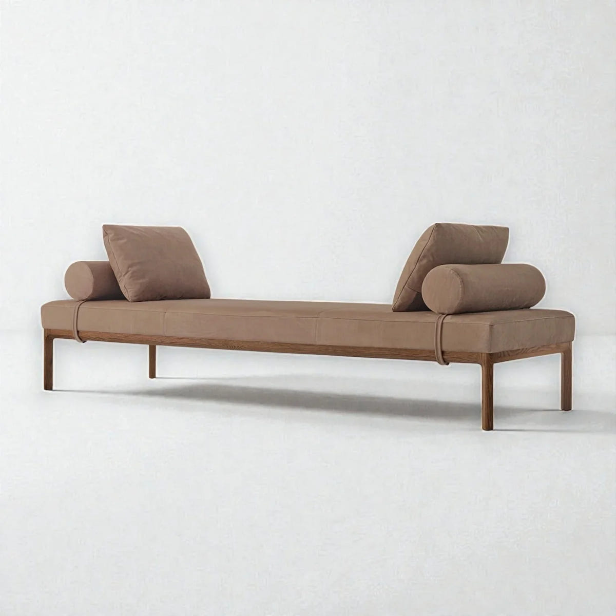 Myrion Fabric Upholstery & Ash Wood Base Daybed/Chaise