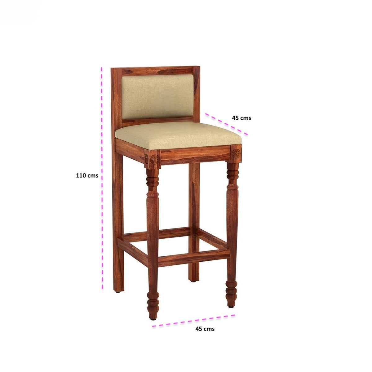 Neptune Bar Chair | Sheesham Wood, Ply, Foam and Fabric