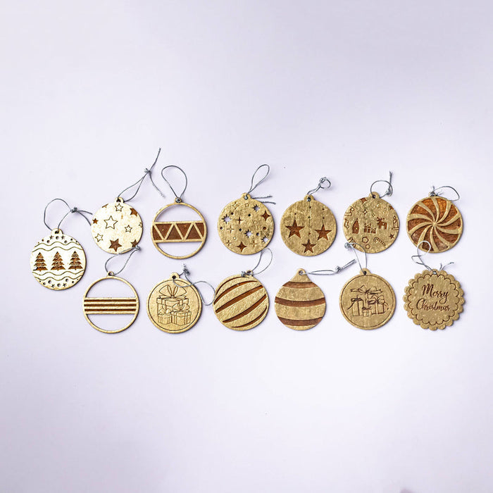 Round Baubles Ornament Set & Wooden Christmas Tree Decorations