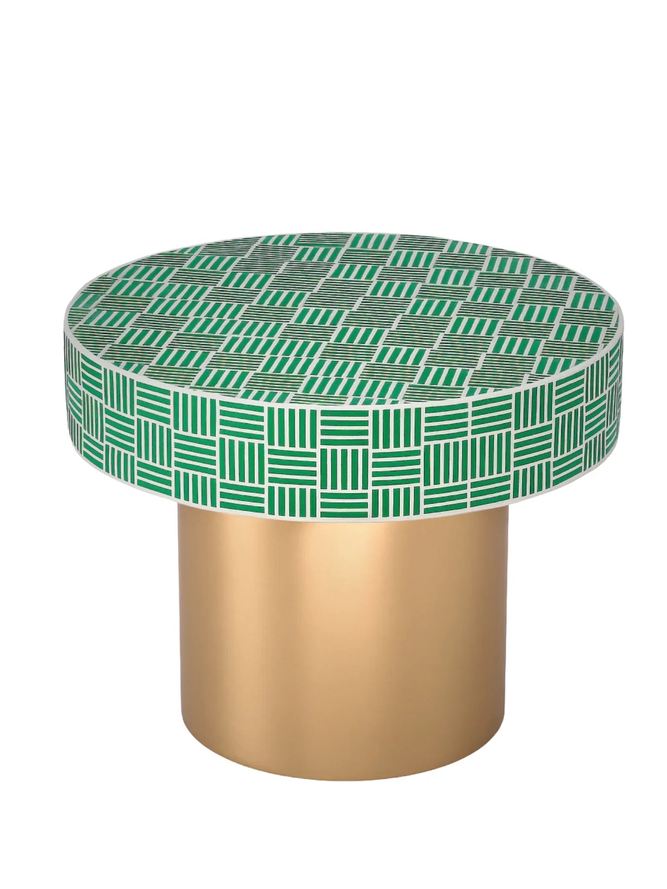 Handcrafted Inlay Round Accent Side Table