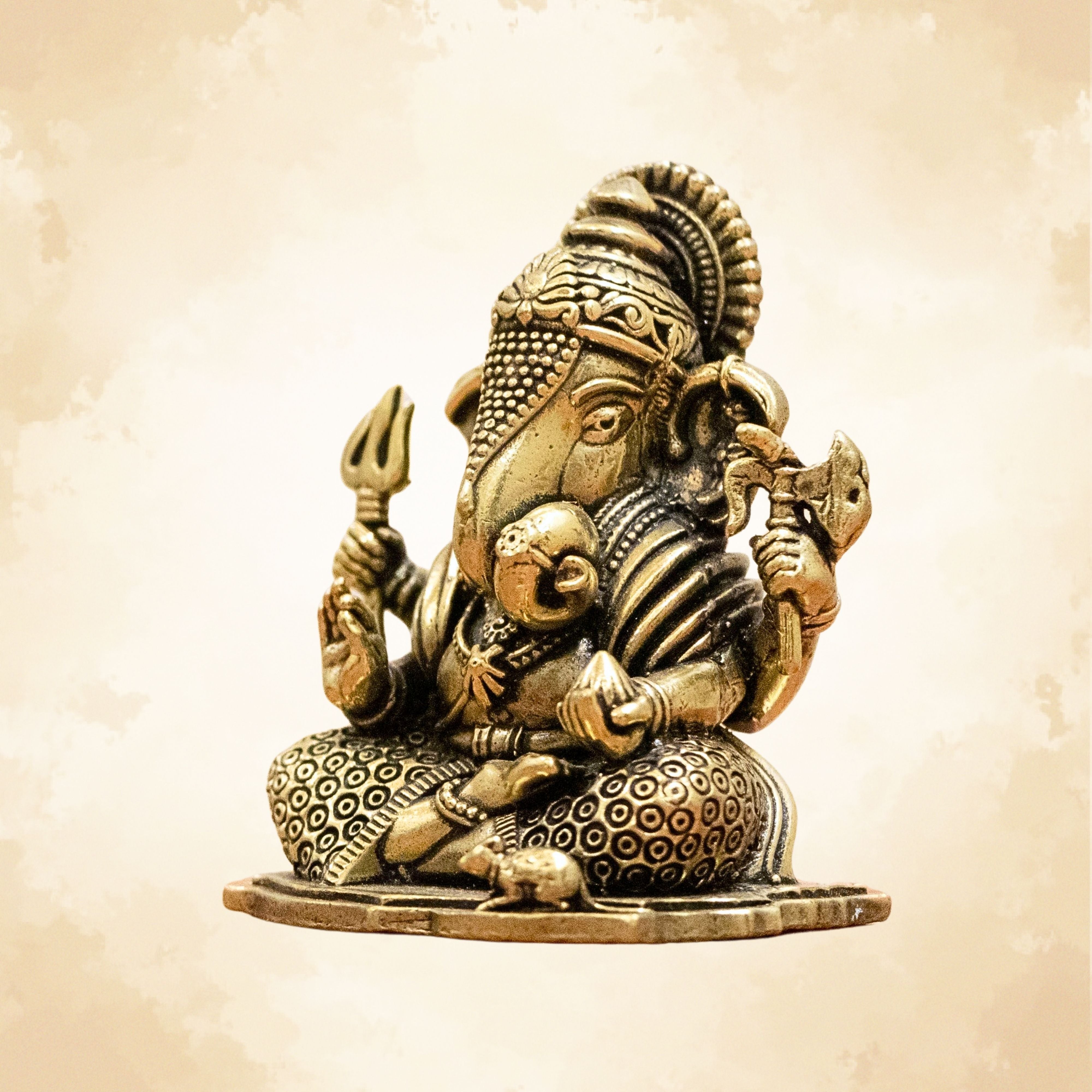 Lord Ganesha Brass Idol (Left Trunk) – Symbol of Wisdom, Prosperity & New Beginnings