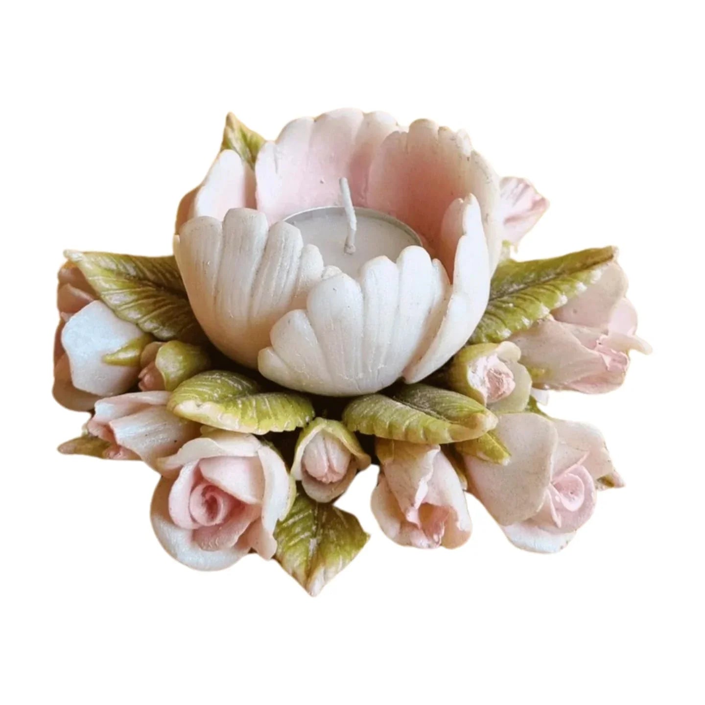 Exotic Peony Tealight Holder | Elegant  Marble Candle Stand