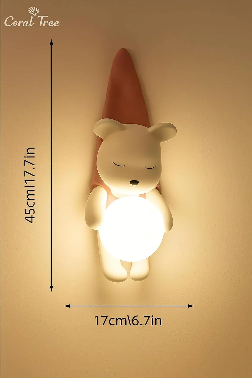 Cartoon Wall Light, LED Wall Light for Kids Room, Little Bear Wall Light, Cute Wall Light, 8W 3000K Hardwired Wall Light for Kids Room, Nursery