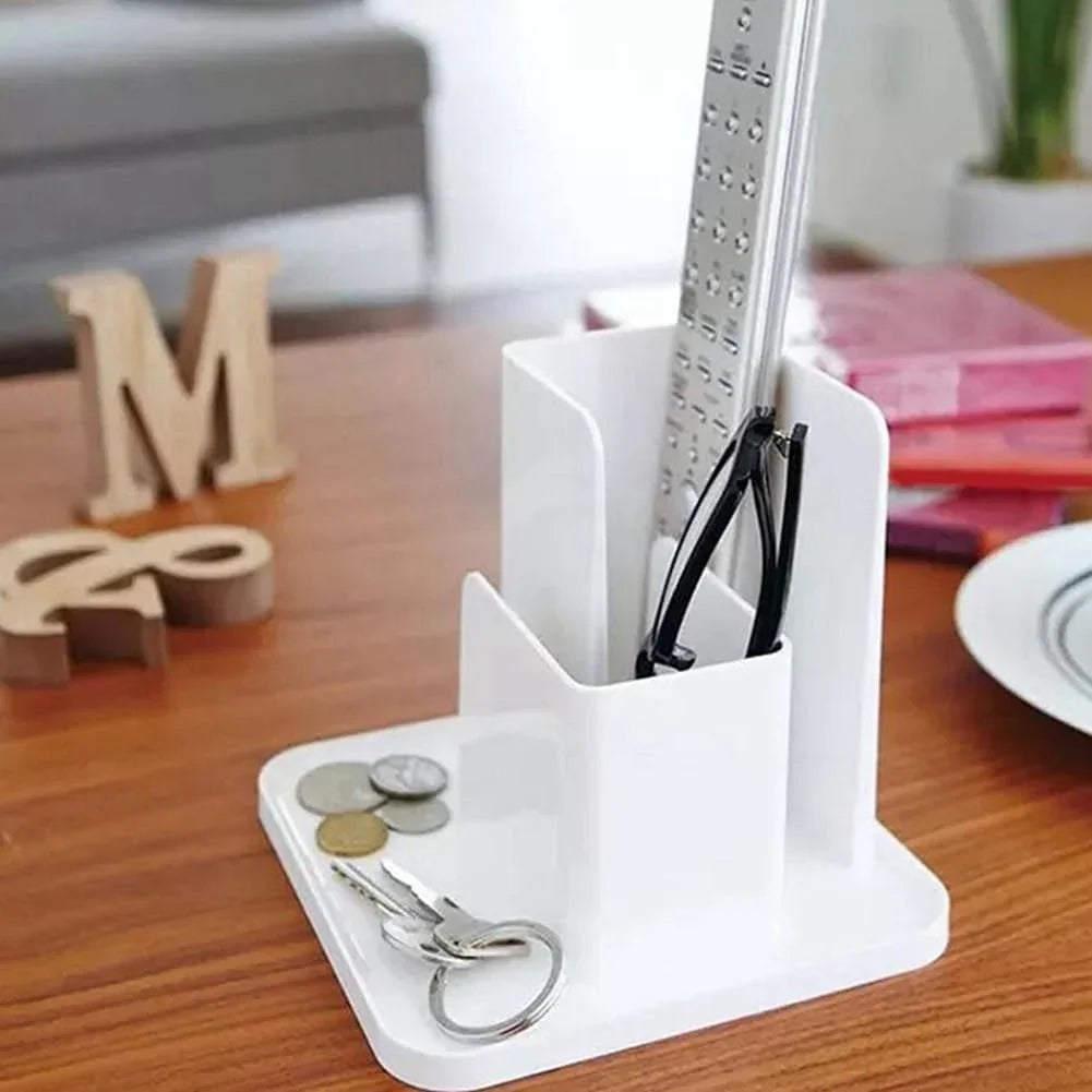 Black & White Resin Small Desk Organizer | Tabletop Storage Stand For Home