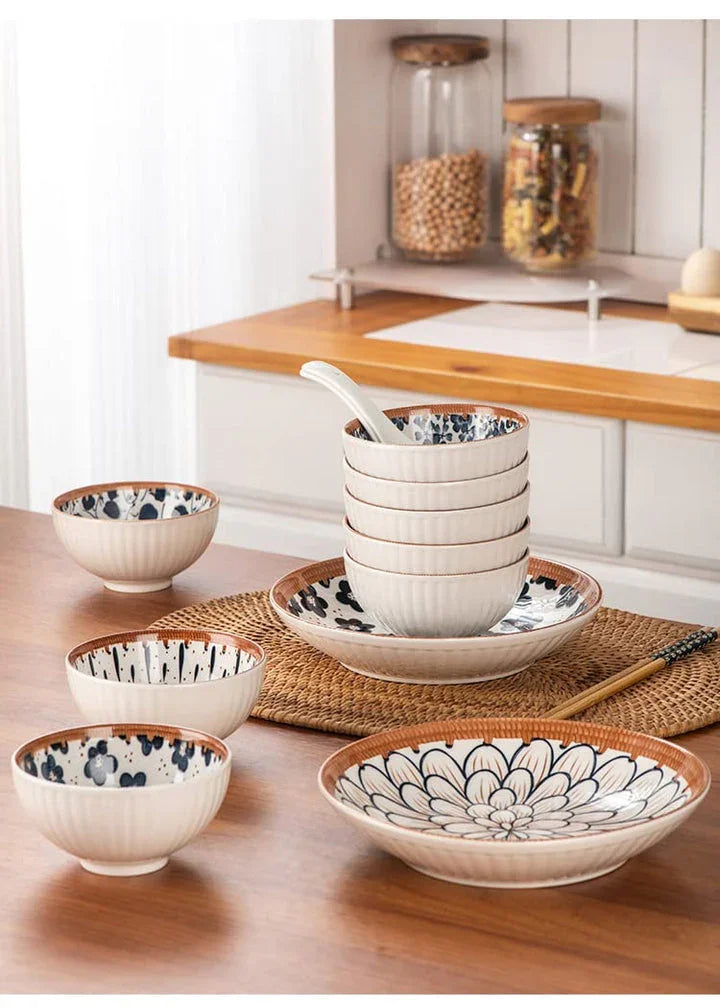 Japanese Style Ceramic Rice Bowl Set of 5