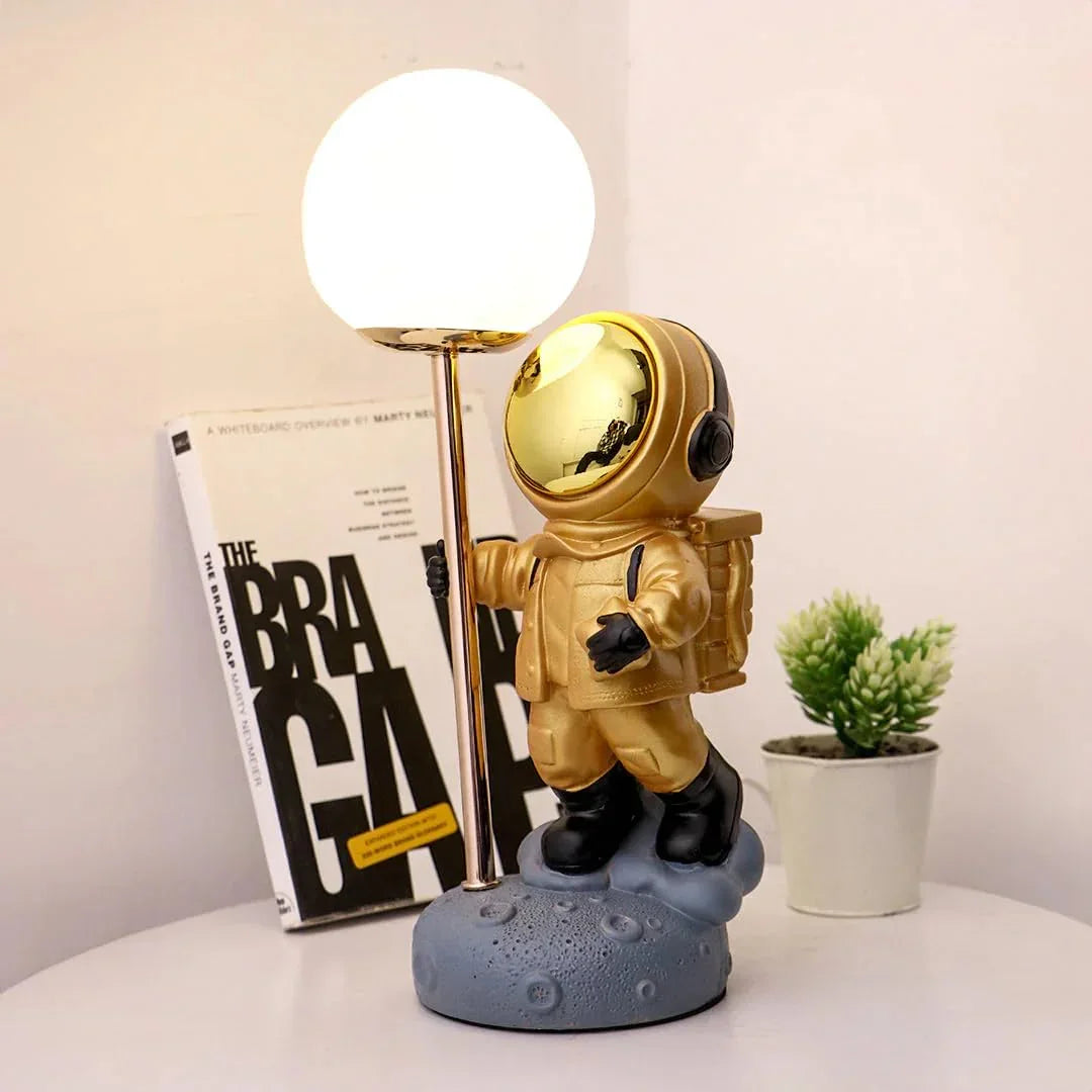 Astronaut Moon Lamp | LED Table Lamp with Warm Light | Unique Gift for Kids & Space Lovers
