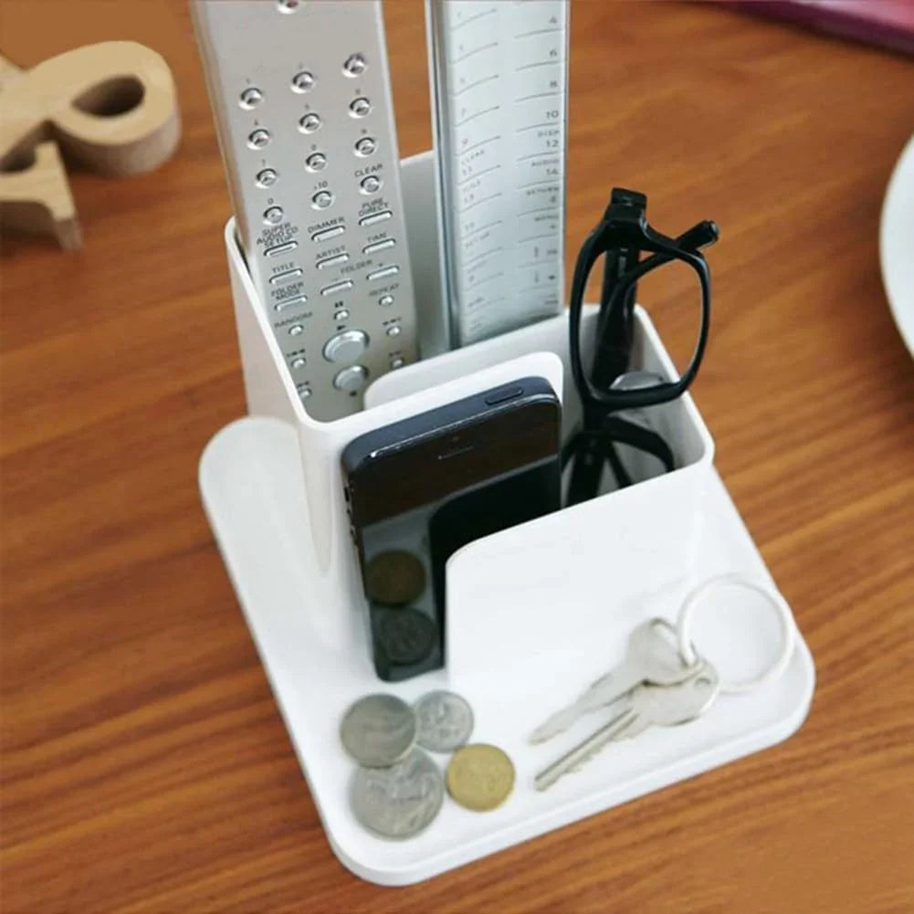 Black & White Resin Small Desk Organizer | Tabletop Storage Stand For Home