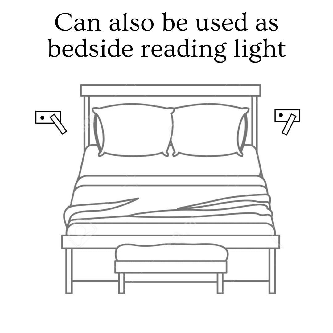 Modern Gold Wall Lights | Rectangular Metal Dual Light | Bedside LED Spotlight