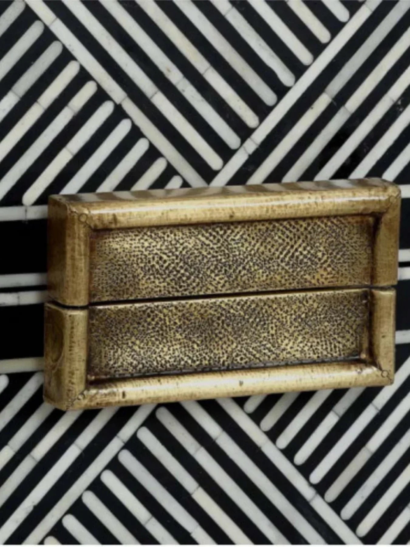 Inlay Tribal Bedside Table with Legs - Chevron