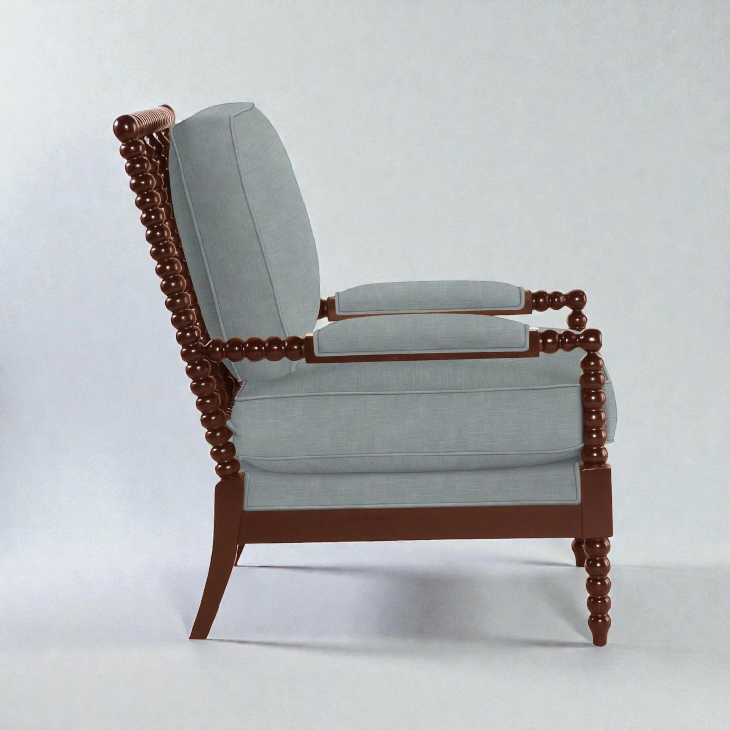 Bankford Solid Teak Wood Chair | Fabric Upholstery Arm Chair