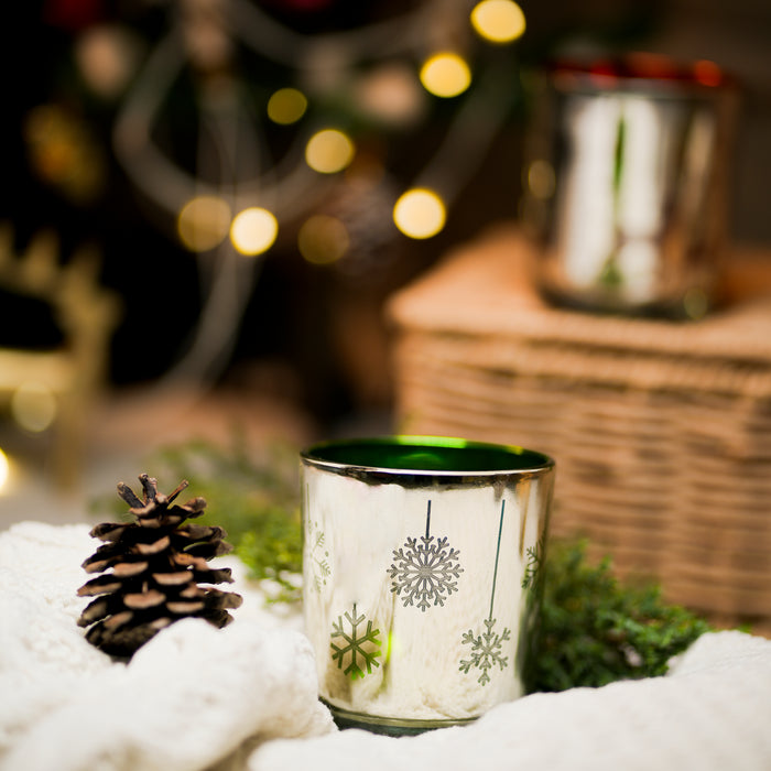 Snowflake Embossed Votive | Frosted Winter Candle Holder