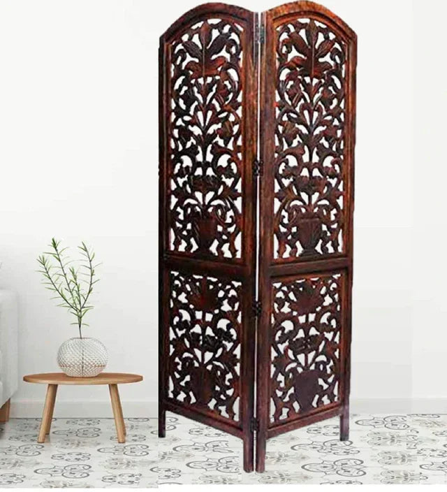Furniture Room Divider with Folding Mango Wood & MDF Jali
