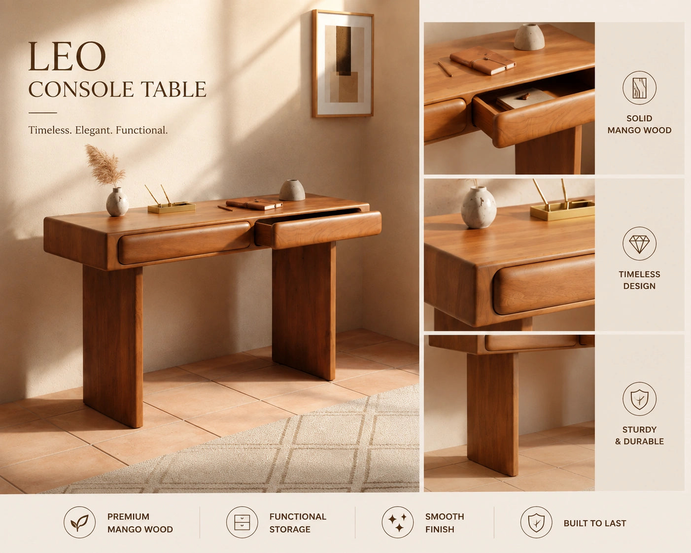Leo Wooden Console Table