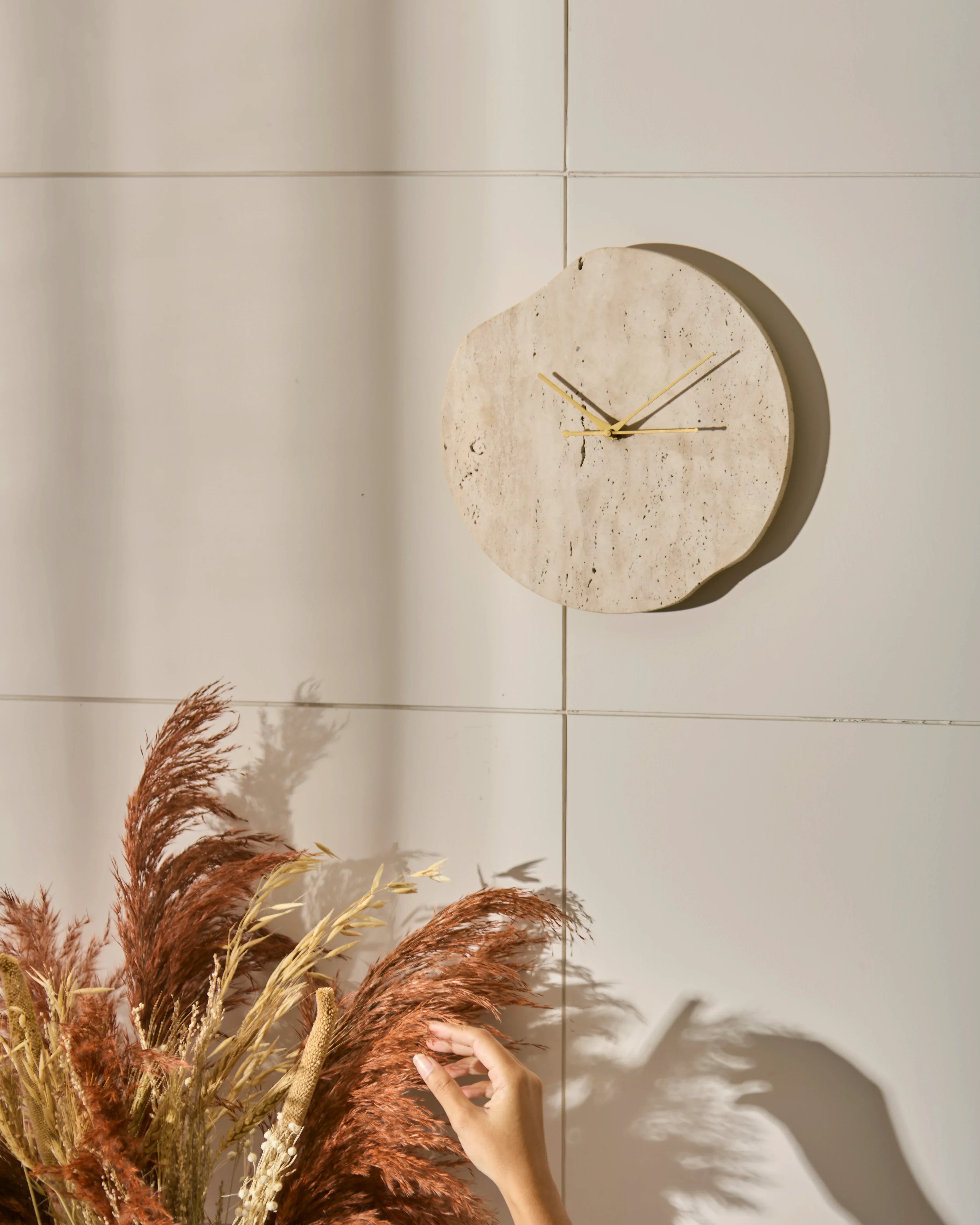 Tilt - Travertine Wall Clock
