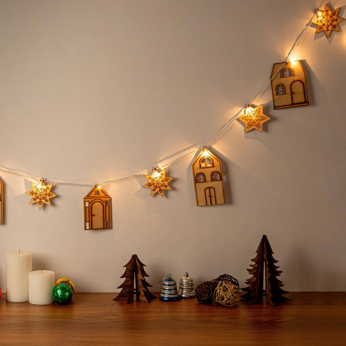 Sinora Christmas Bunting | Rustic Wooden Xmas Decor