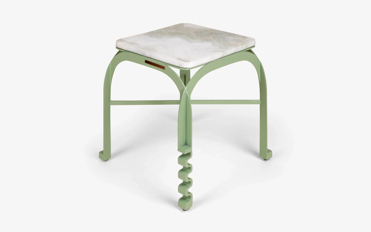 Dastoori Green Marble Side Table | Outdoor Designer Accent Table for Patio and Garden Spaces