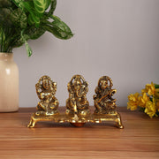 Goddess Laxmi Ganesh Saraswati Idol With Diya