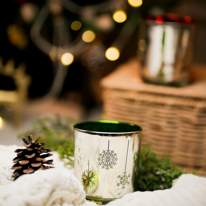 Snowflake Embossed Votive | Frosted Winter Candle Holder