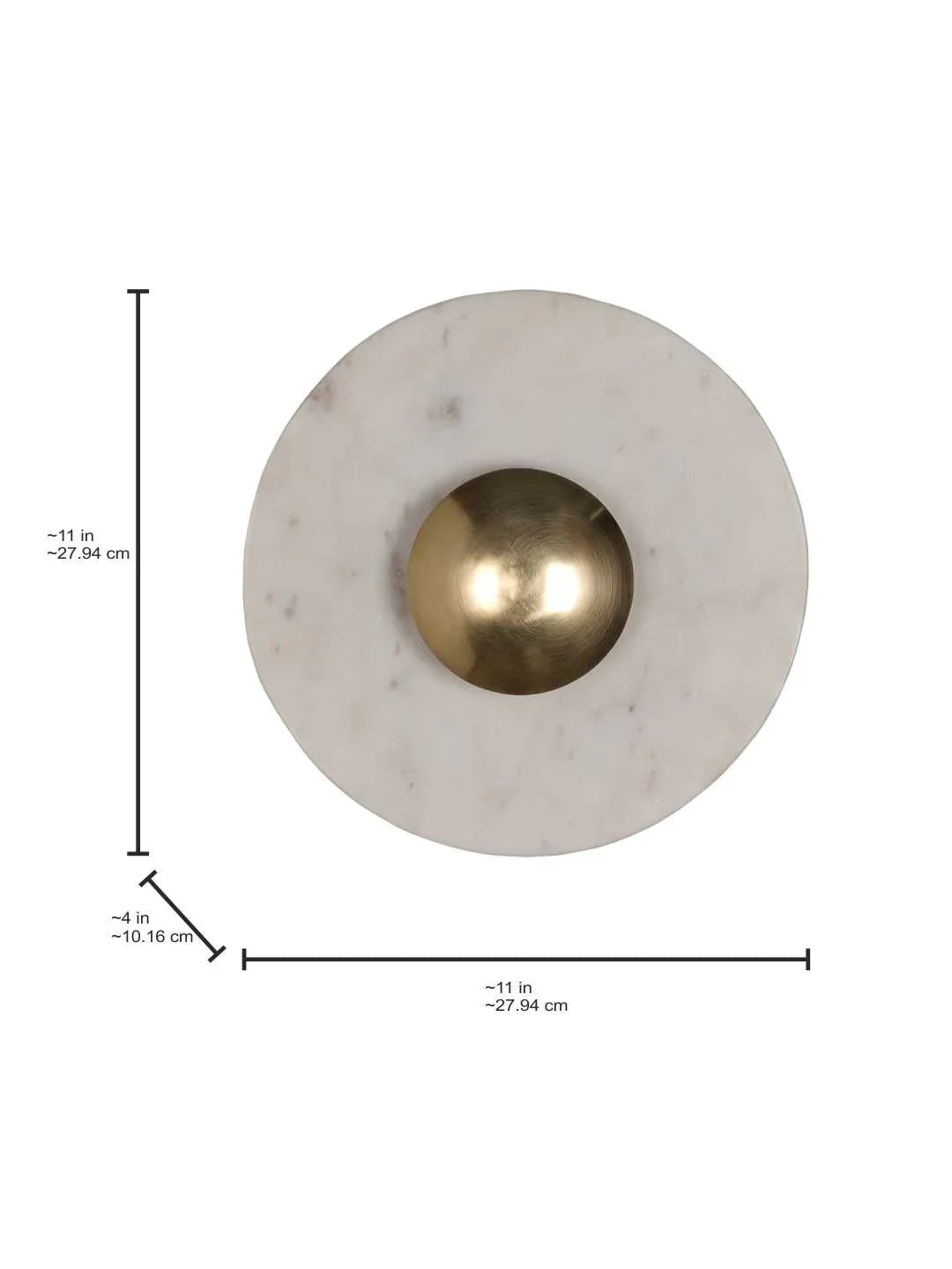 Orbig 11" Round White Marble Wall Sconce – Modern Backlit LED Fixture with Gold Accents
