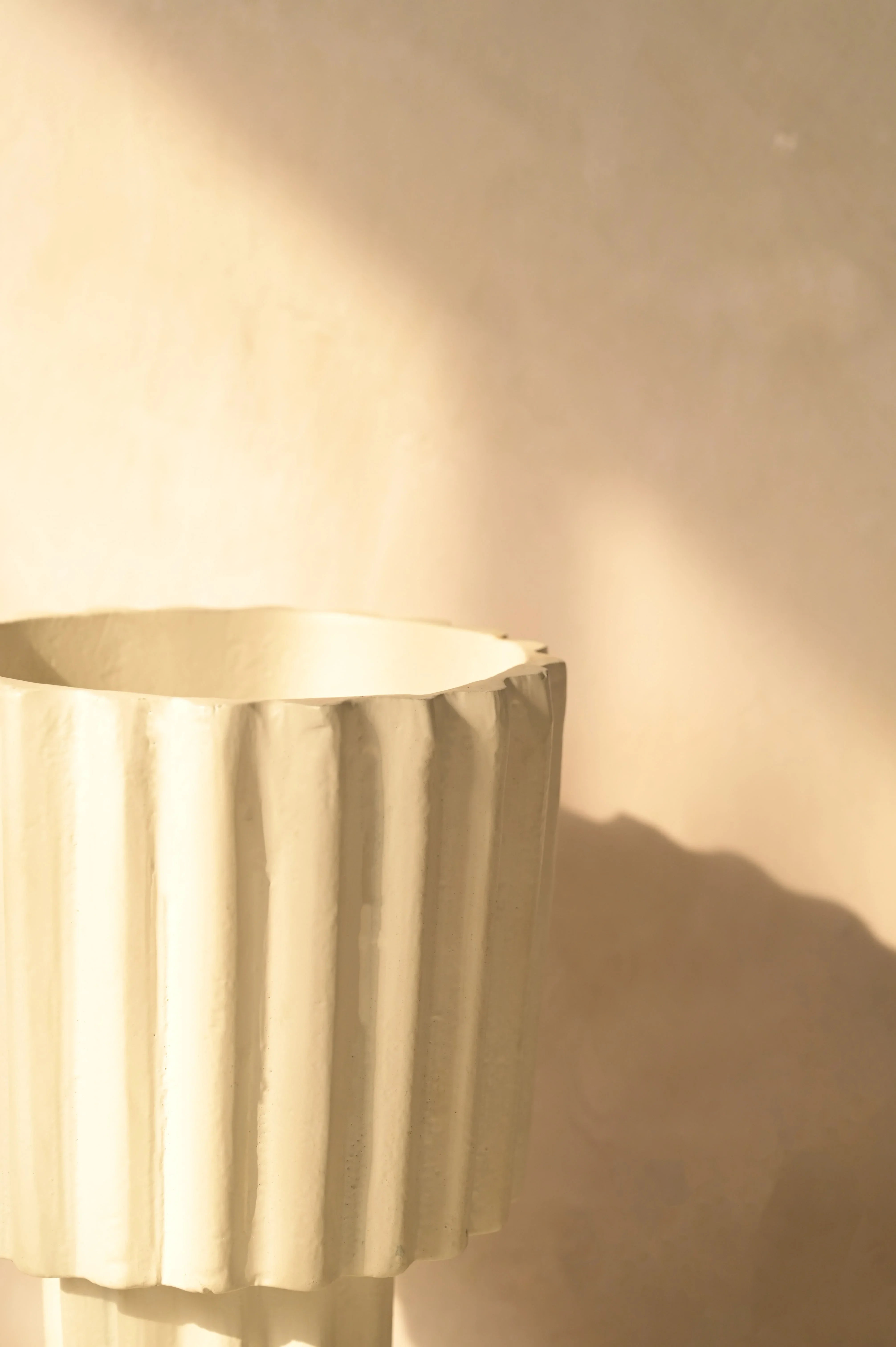 Flair Cream Designer Table Lamp | Textured Fluted Aluminium Desk & Bedside Lamp for Modern Home Decor