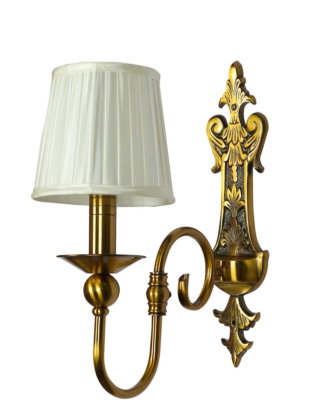 Gold European-style Single Light Steel Wall Sconce With 6 Inch Pleated Fabric Shades