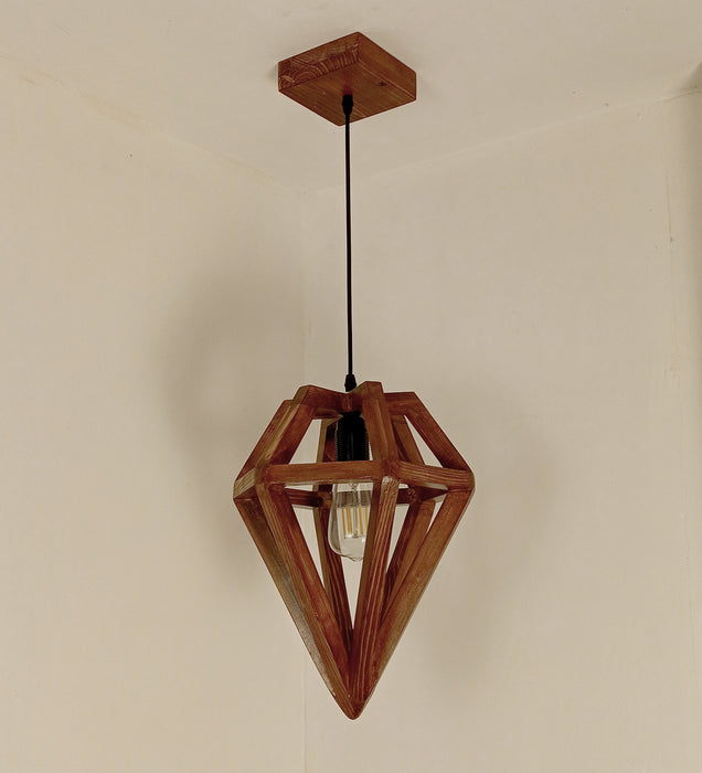 Gem Brown Wooden Single Hanging Lamp