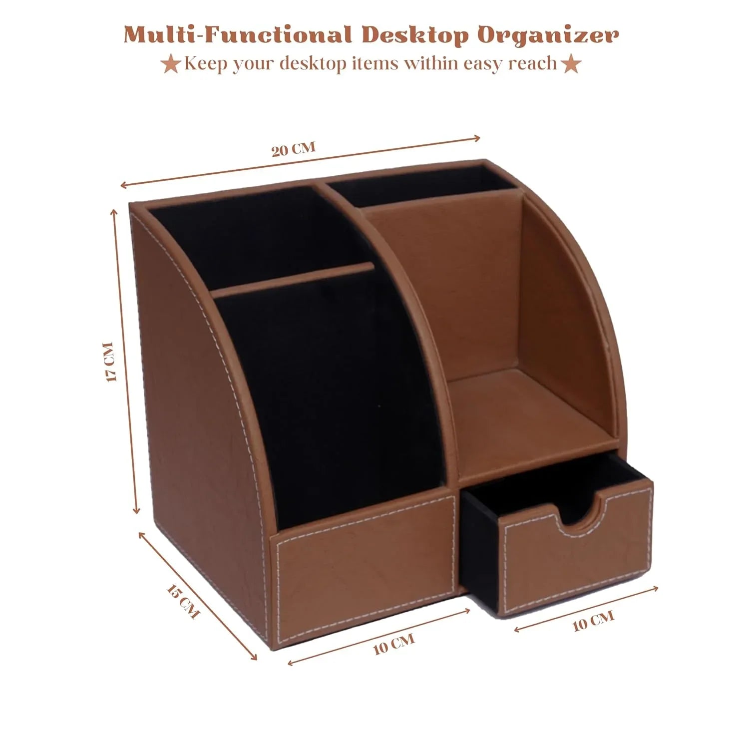 Leather Desk Organizer | Multi-Function Office Desk Organizer | Pen Stand for Office Desk