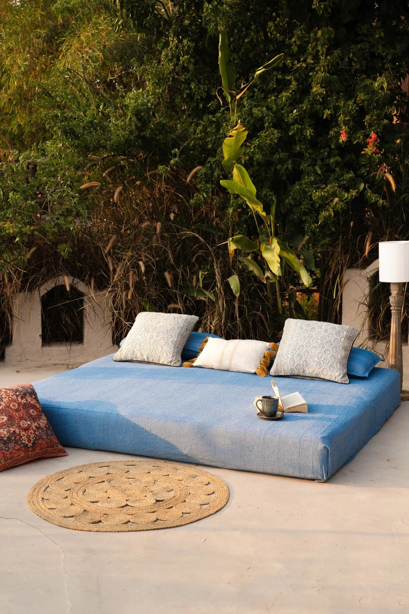 Indigo Cotton Bedspread With Pillow Covers