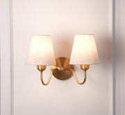 Double Curve Wall Lamp Antique Brass Finish with Off White Shade for Living Room, Bedroom and Home Decoration