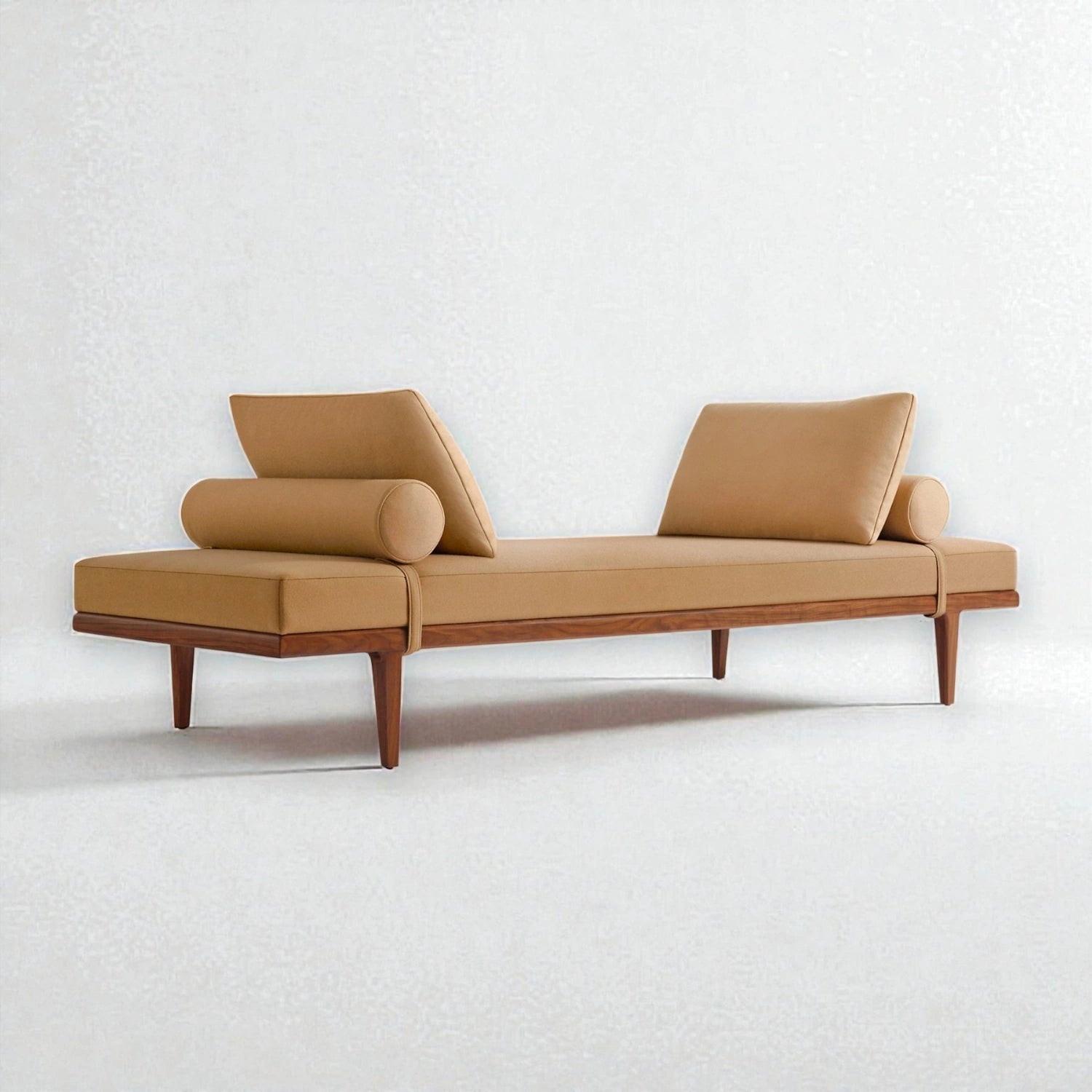 Myrona Fabric Upholstery & Ash Wood Base Daybed/Chaise