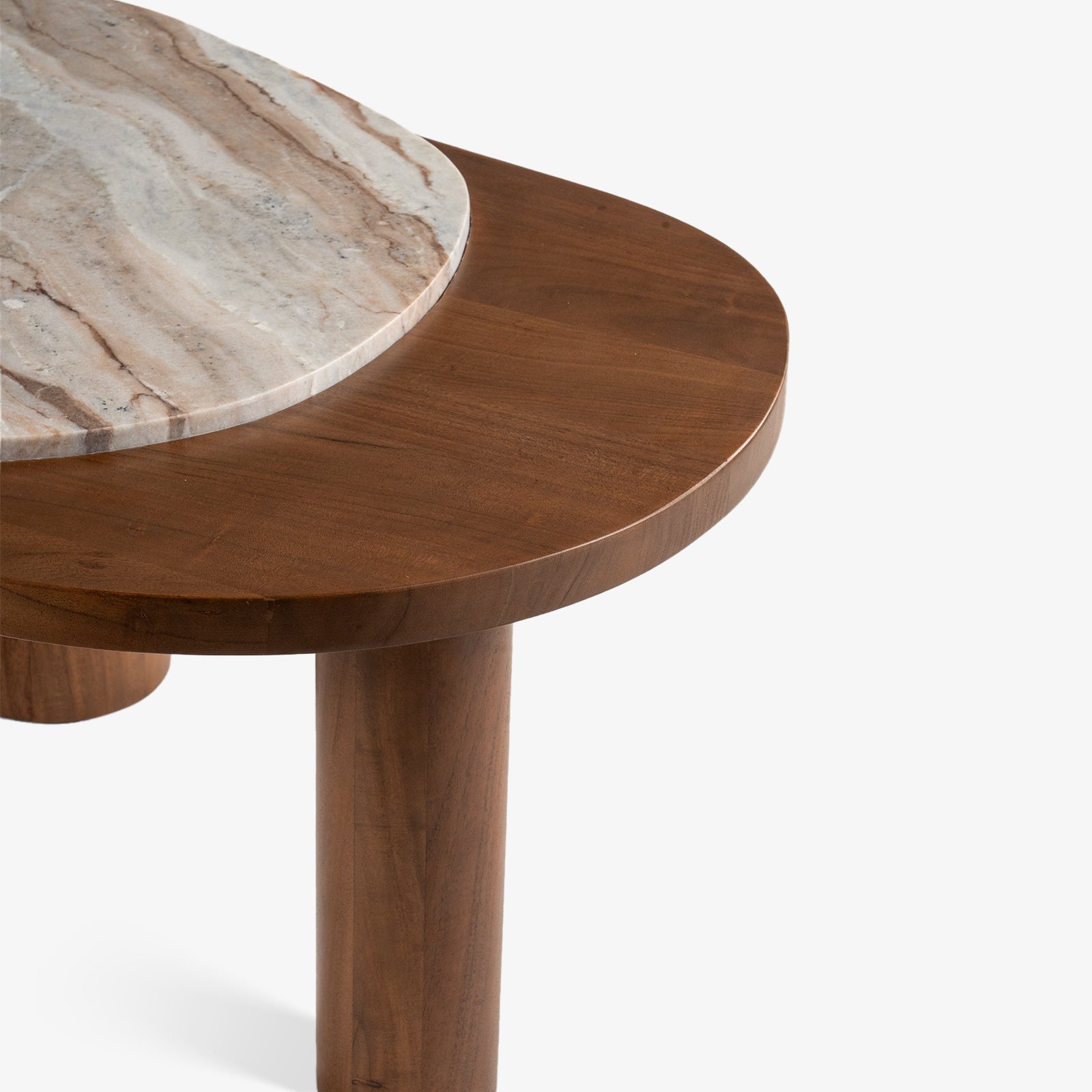 Aura Marble Coffee Table | Toronto Marble & Acacia Wood Center Table for Living Room