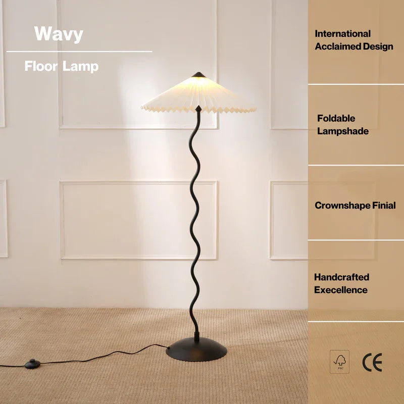 Serpentine Floor Lamp | Standing Lampshade for Bedroom