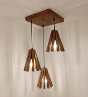 Taper Brown Wooden Cluster Hanging Lamp
