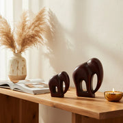 Designer Elephant Decor Set of 2 | Handcrafted Acacia Wood Showpieces for Home Decor