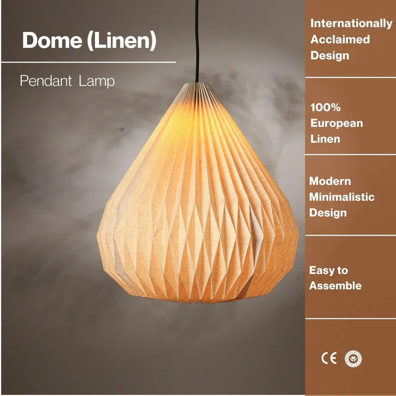 Dome Pendant Linen Lampshade | Hanging Lamp