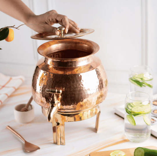 Copper Water Dispenser Set