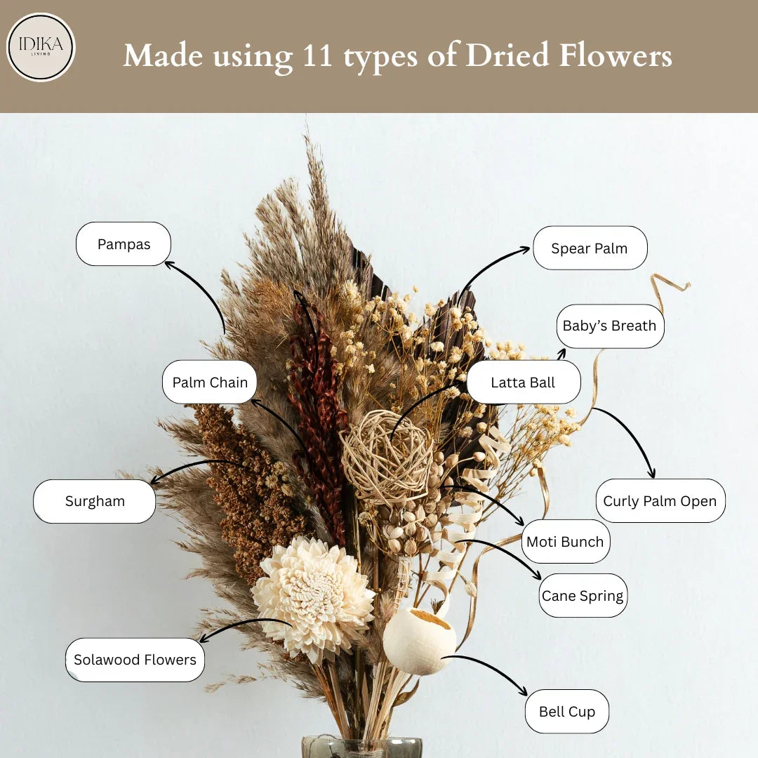 Ivory Wild Bunch Dried Flower Bouquet | Neutral Rustic Decor & DIY Wedding Flowers