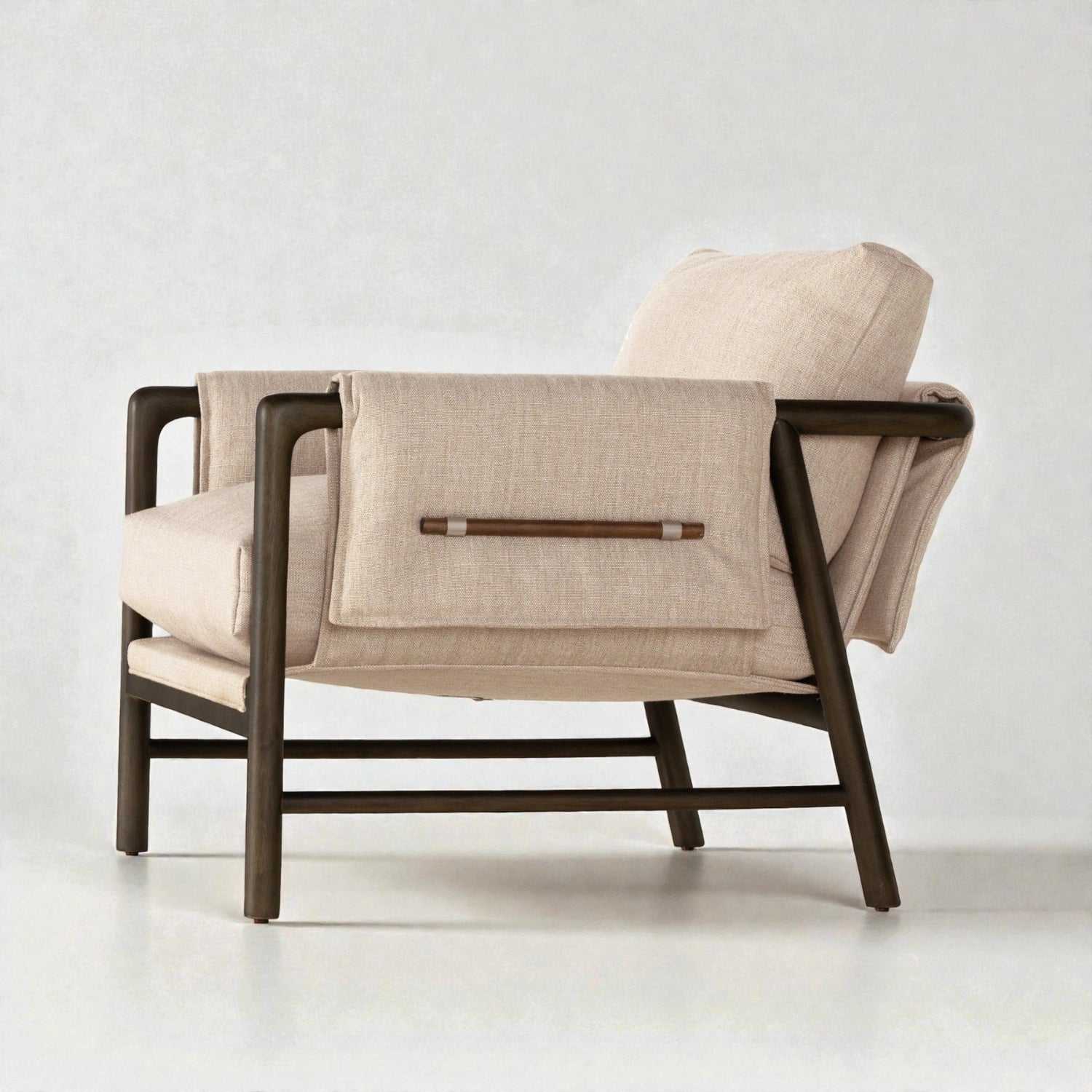 Delta Solid Teak Wood & Fabric Upholstery Armchair