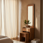 Minion Wooden Dressing Table with Mirror, Drawer & Stool | Modern Dressing Table with Storage