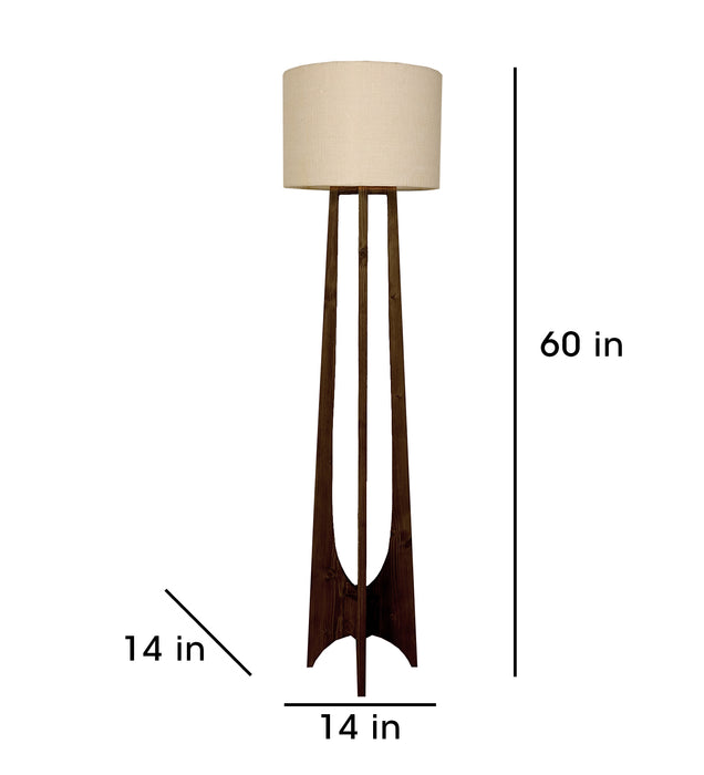 Camille Wooden Floor Lamp with Beige Fabric Lampshade