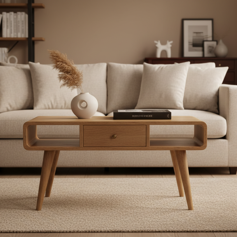 Curved Oak-ish Coffee Table