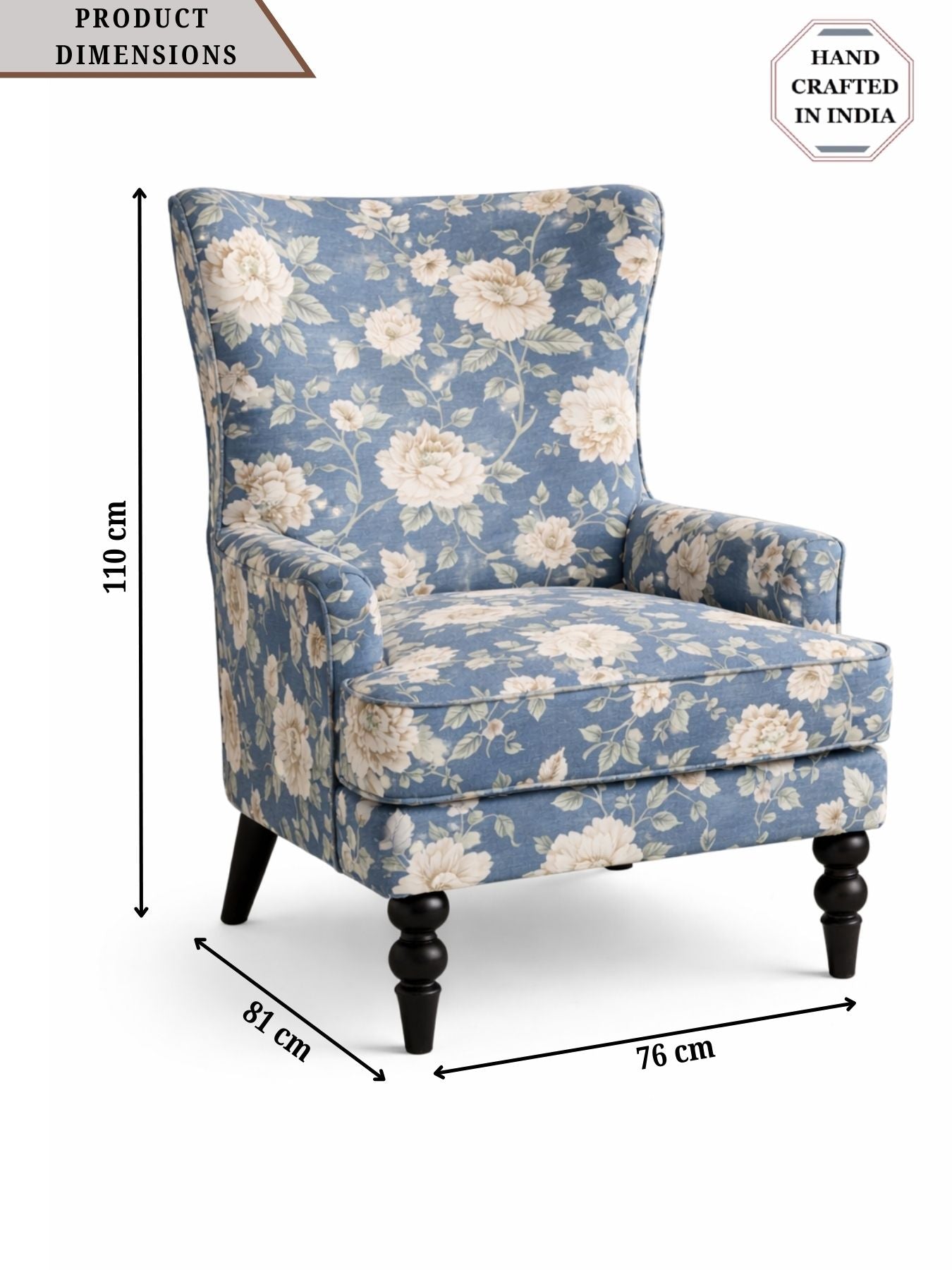 Vintage Blue Blossom Floral Accent Chair